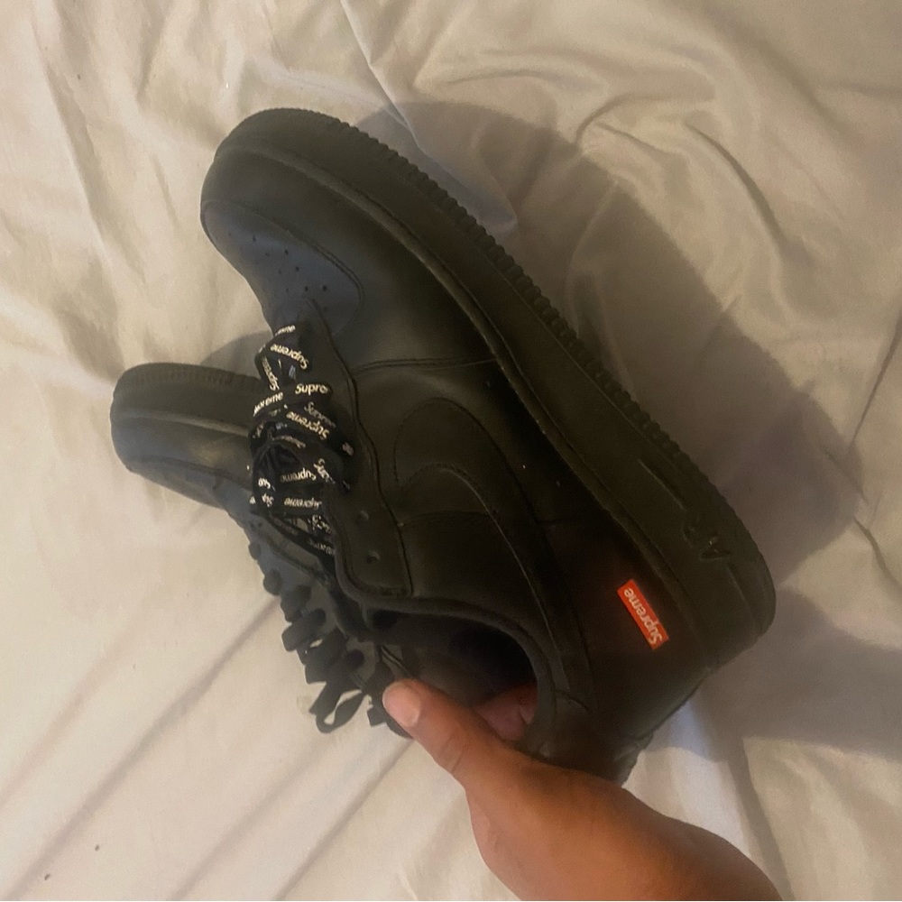 supreme black air force ones
